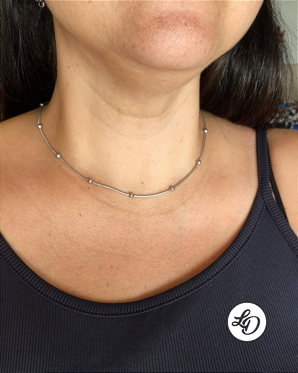 Colar aço inox RABO DE RATO BOLINHAS