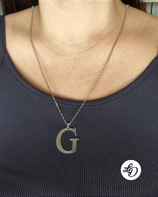 Colar aço inox LETRA GRANDE G