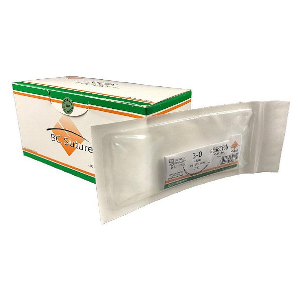 Fio Nylon Nº 3-0 45 cm 3/8 T 3,0 cm - BC Suture