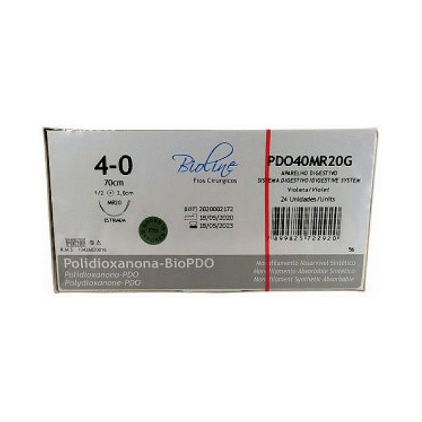 PDO - Fio Polidioxanona Nº 4-0 70 cm 1/2 R 2,0 cm - Bioline