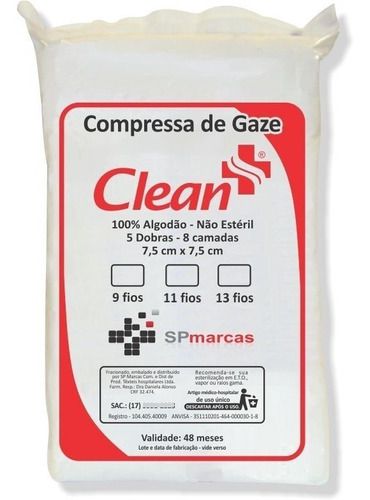 Compressa Gaze Hidrófila Não Estéril 13 Fios 200 Gr - Clean