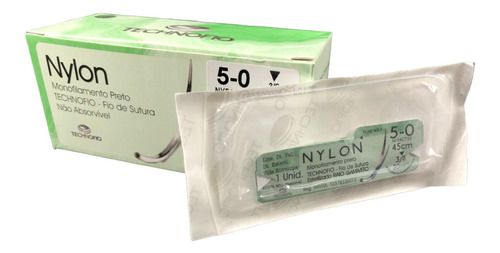 Fio Nylon Nº 5-0 45 cm 3/8 T 2,0 cm 24 Und - Technofio