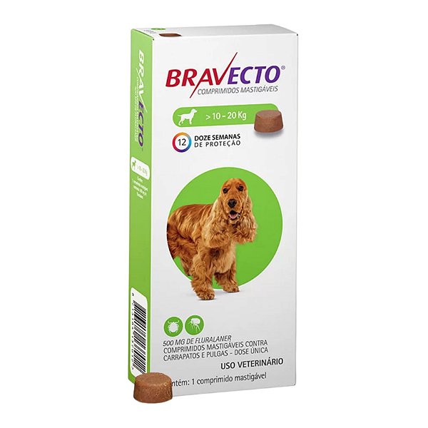 Bravecto 10 a 20 Kg Antipulgas e Carrapatos - MSD