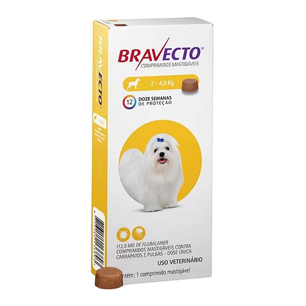 Bravecto 2 a 4,5 Kg Antipulgas e Carrapatos - MSD