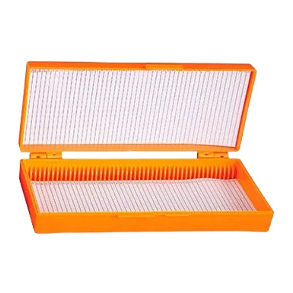 Caixa Porta Lâminas Para 50 Lâminas 26 mm X 76 mm Laranja - Laborcare