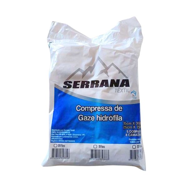 Compressa Gaze Hidrófila Não Estéril 09 Fios - Serrana