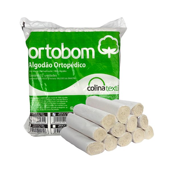 Algodão Ortopédico 20 cm X 1 mt 12 Unidades - Ortobom