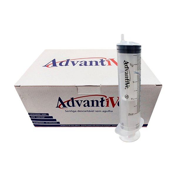 Seringa 60 mL Slip 20 Unidades - Advantive