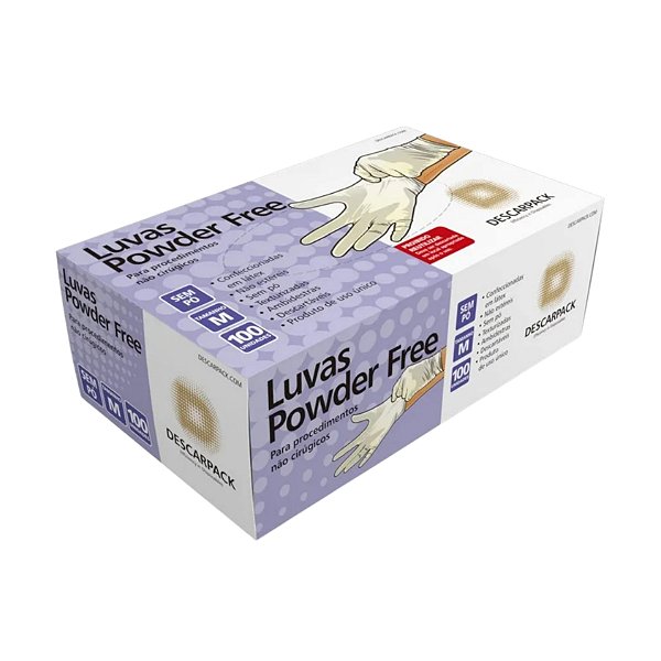 Luva Para Procedimento Sem Pó Tamanho M 100 Unidades - Descarpack