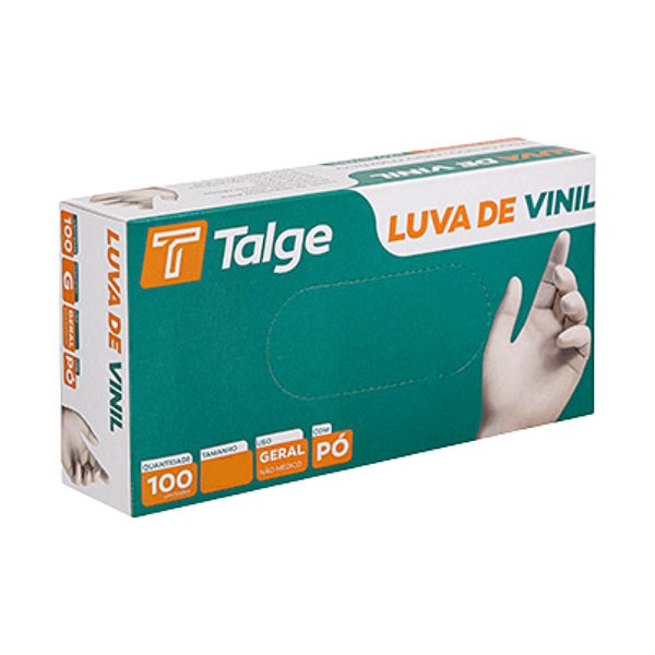 Luva Vinil Para Procedimento Com Pó 100 Unidades Tamanho M - Talge