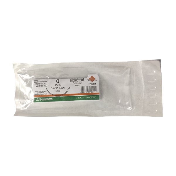 Fio Nylon Nº 0 45 cm 3/8 T 3,0 cm Unitário - BC Suture