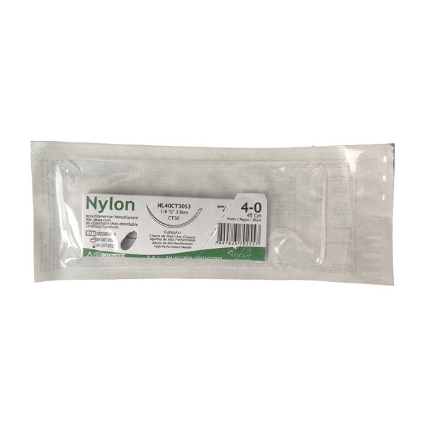 NL - Fio Nylon Nº 4-0 45 cm 3/8 T 3,0 cm Unitário - Bioline