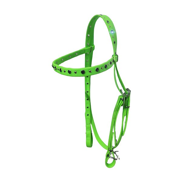 Cabeçada Verde Limão Com Testeira De Silicone E Strass - Boots Horse