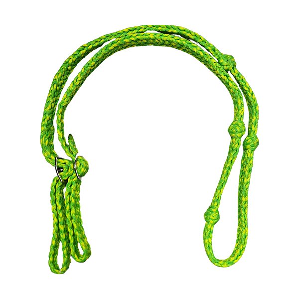 Rédea Para Tambor Com Peia 12 Tentos Trança Chata Verde E Amarelo - Boots Horse