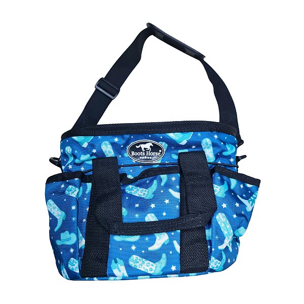 Bolsa Para Kit Higiênico Estampa Botas Azul - Boots Horse