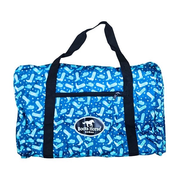 Bolsa Para Sela Em Nylon Estampa Botas Azul - Boots Horse