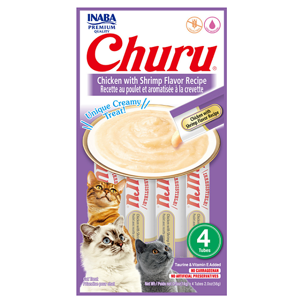 Churu Petisco Cremoso para Gatos Sabor Frango com Aroma de Camarão