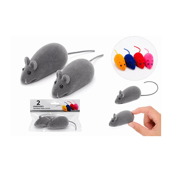 Kit 2 Ratinhos Brinquedo para Gatos interativo Ratinho de pelúcia