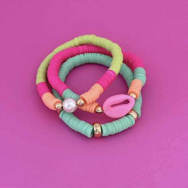 Conj Pulseiras Fimo Buzio