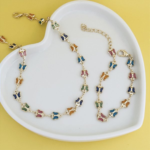 Conj Choker E Pulseira Borboleta