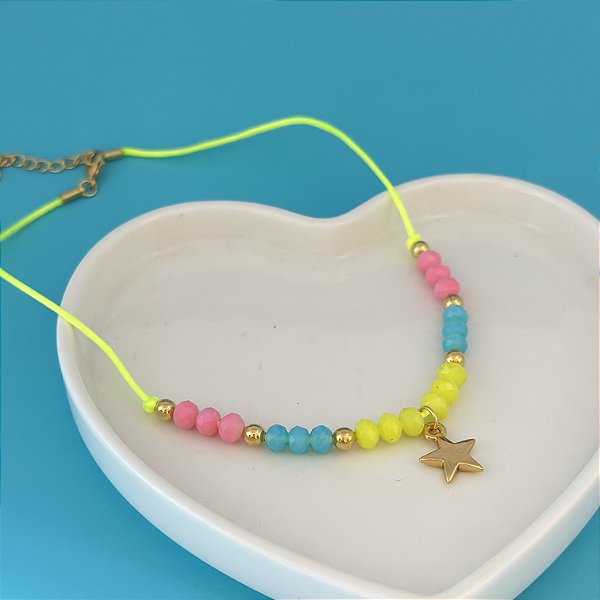 Colar 35Cm Fio Com Cristal Estrela