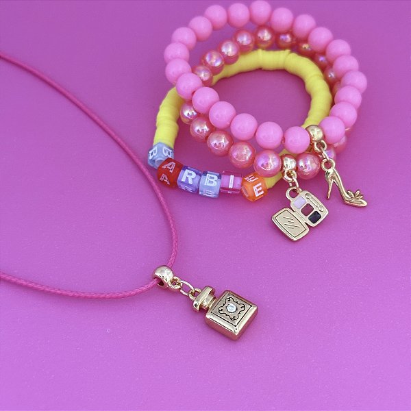 Conj Colar Fio E Pulseiras Barbie