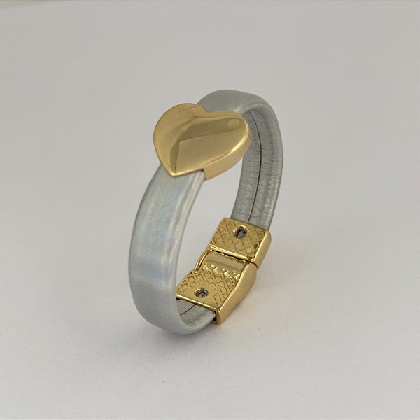 Pulseira Fecho Imã Holografico Prata