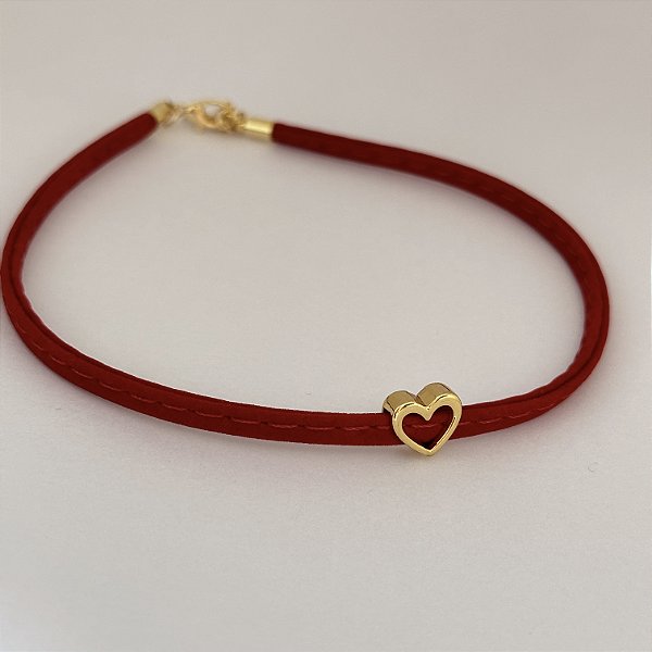 Choker 30Cm Camurça Coração Vazado