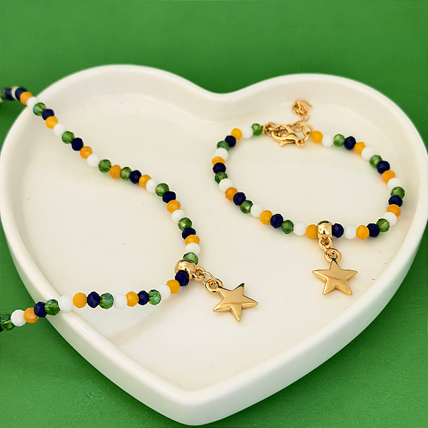 Conj Colar e Pulseira Cristal N4 Brasil