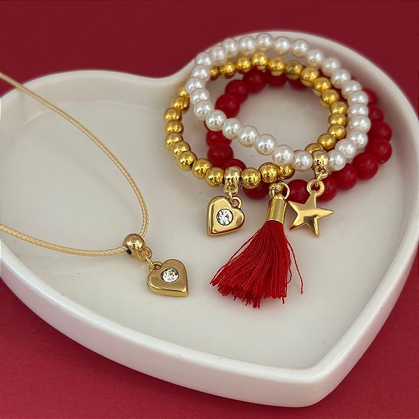 Conj Colar Fio E Pulseiras Natal
