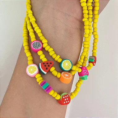Colar 35Cm Missanga Frutas