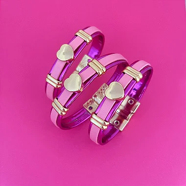 Pulseira Fecho Imã Fita Dupla Coração