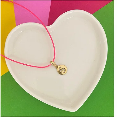 Colar 35Cm Fio Com Inicial Pink