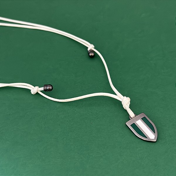 Cordão Masc Fio Escudo Time Campeão Verde E Branco