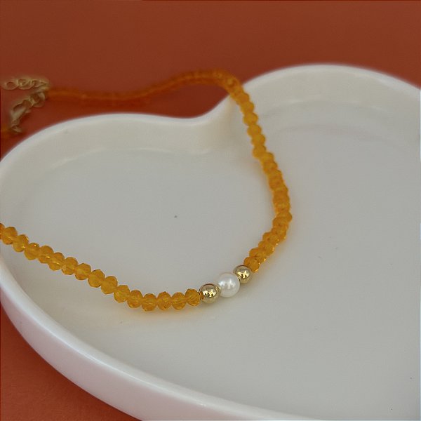 Choker 30Cm Cristal N4 Laranja