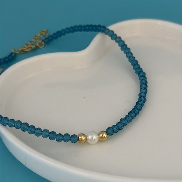 Choker 30Cm Cristal N4 Azul Oceano