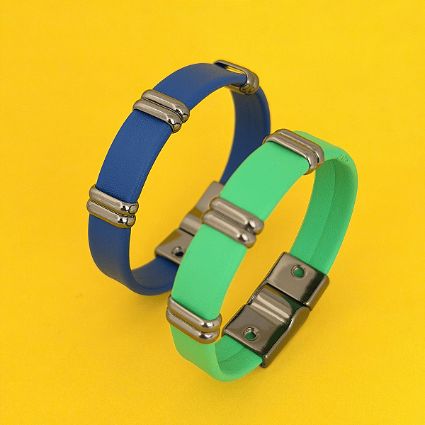 Pulseira Masc Fita Lisa Detalhe Passador
