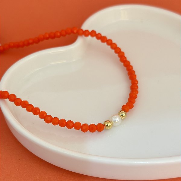 Choker 30Cm Cristal N4 Laranja Escuro