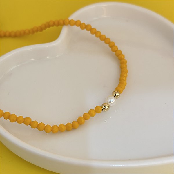 Choker 30Cm Cristal N4 Amarelo Pequi