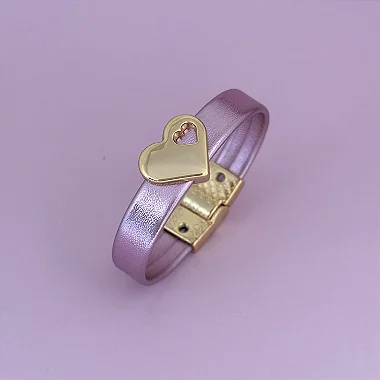 Pulseira Fecho Imã Metalizada Coração