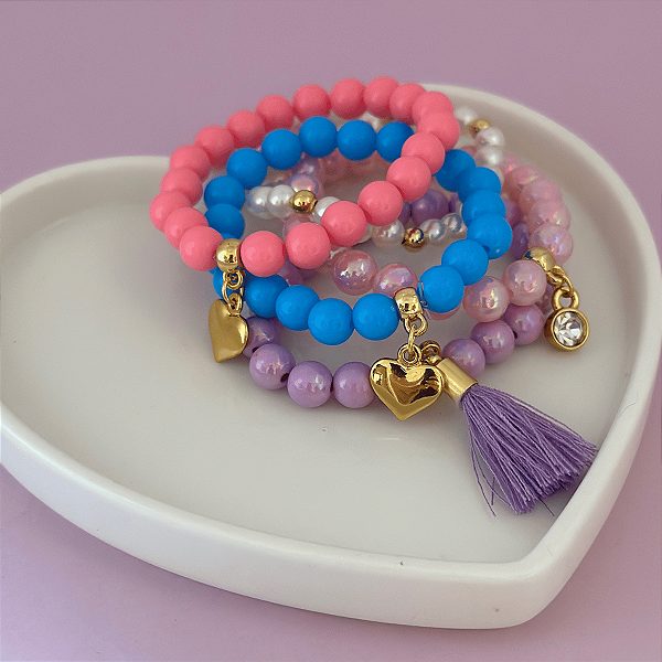 Kit 5 Pulseiras Roxo