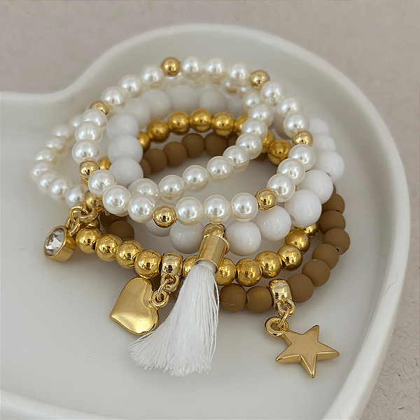 Kit 5 Pulseiras Marrom