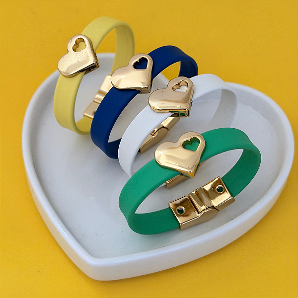 Pulseira Fecho Imã Lisa Coração
