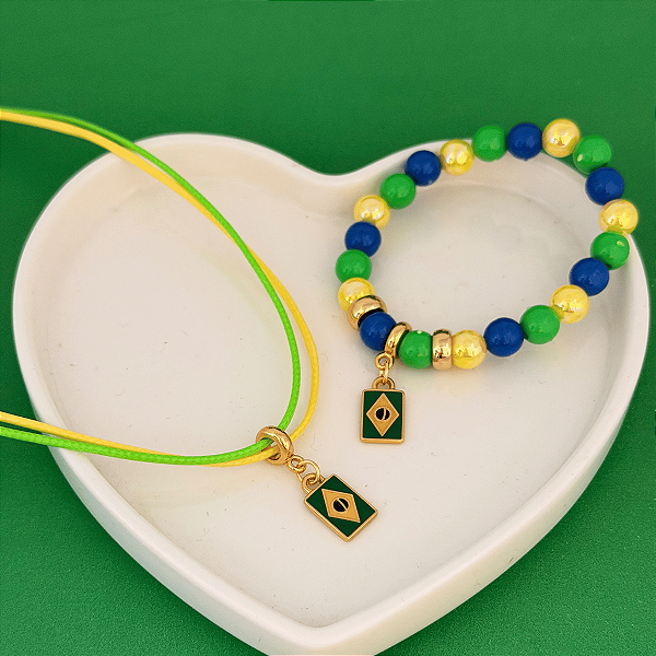 Conj Colar e Pulseira Brasil