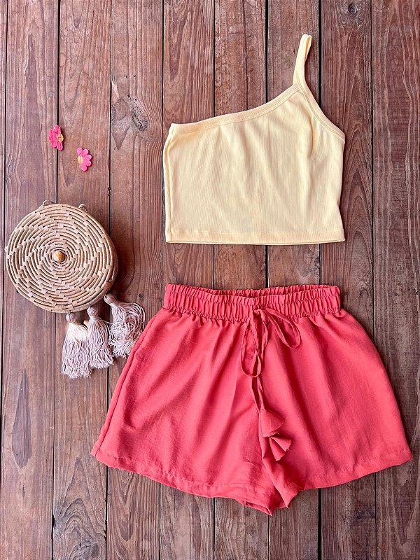 Short Cordão Lune Coral Casual