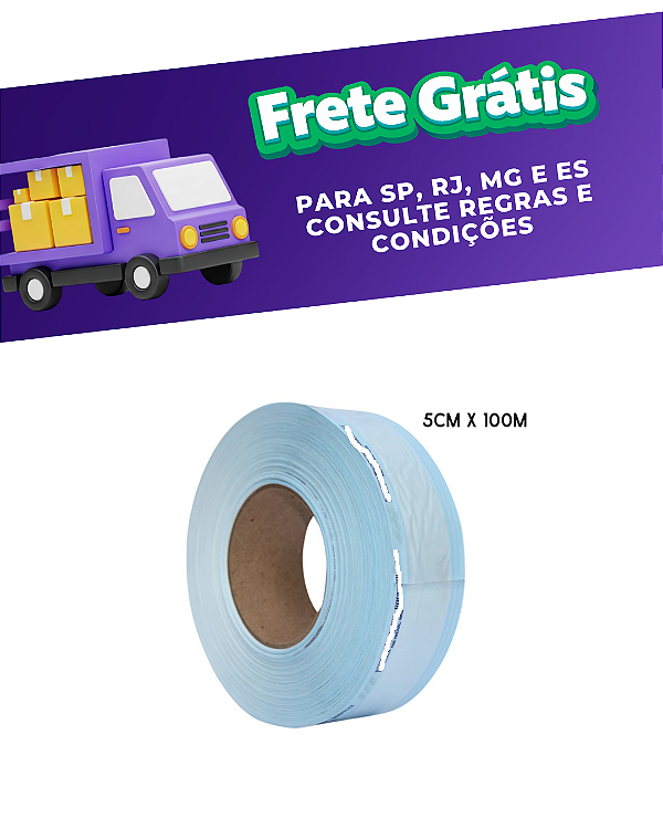 Rolo papel para esterilização 5cmx100m - Pollitex