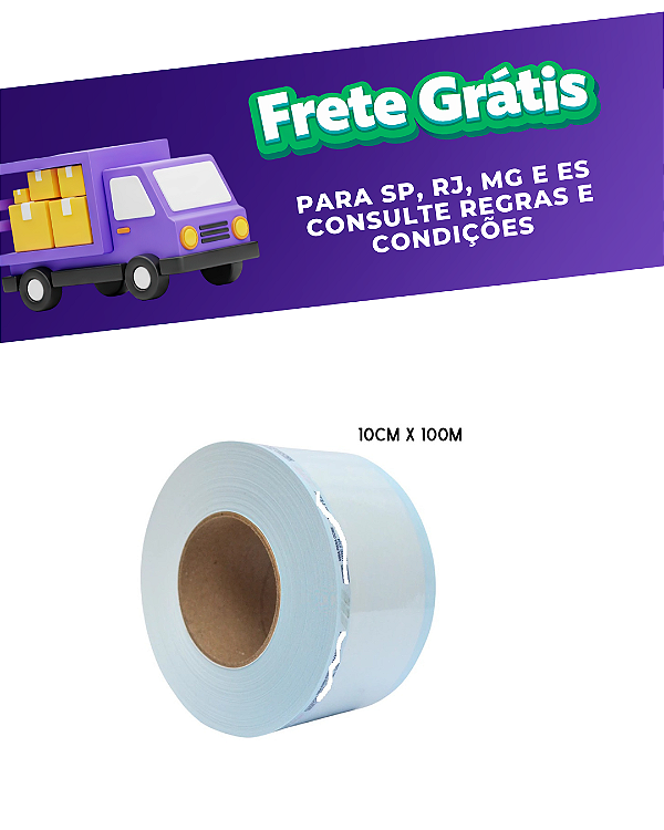 Rolo papel para esterilização 10cmx100m - Pollitex