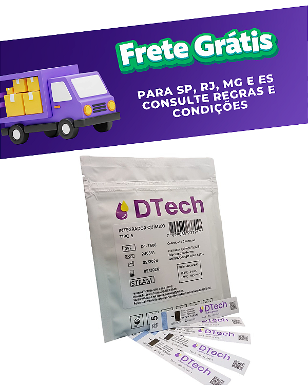 Indicador químico classe 5 autoclaves 250 Un - D Tech