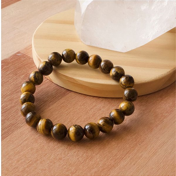 Pulseira de Pedra Natural Olho de Tigre 8mm
