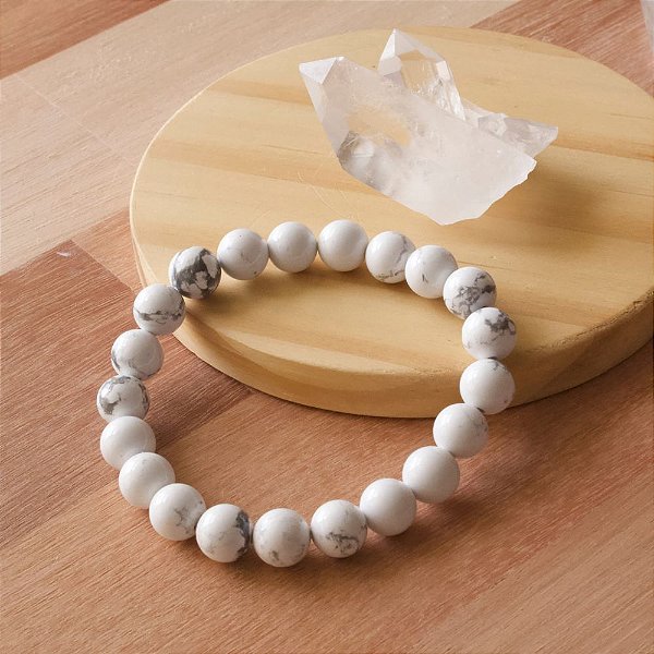 Pulseira de Pedra Natural Howlita 8mm